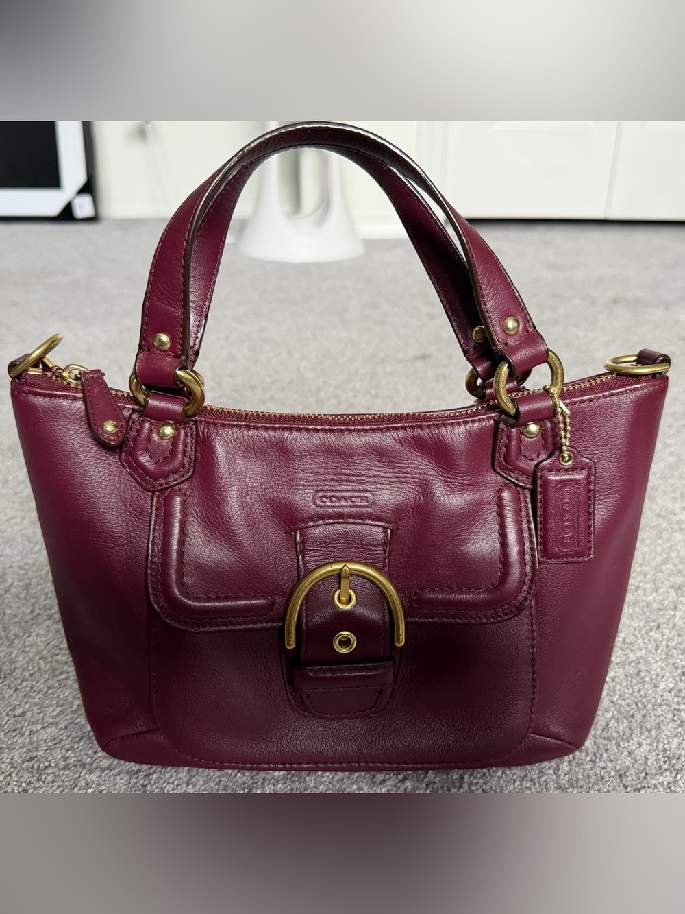 Coach Campbell Leather Mini Tote Crossbody Bordeaux